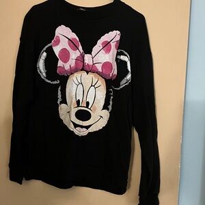 Women's Black Sweatshirt with Pink Polka Dot Bow